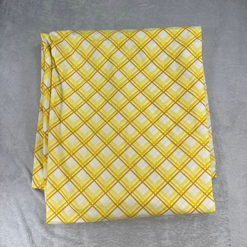 Vintage Perma prest Full Yellow Plaid Flat Sheet. C